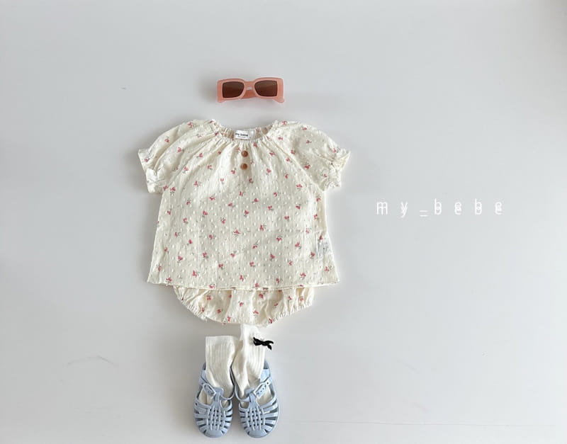 My Bebe - Korean Baby Fashion - #babyoninstagram - Baby Snow Flower Bloomer Top Bottom Set - 10