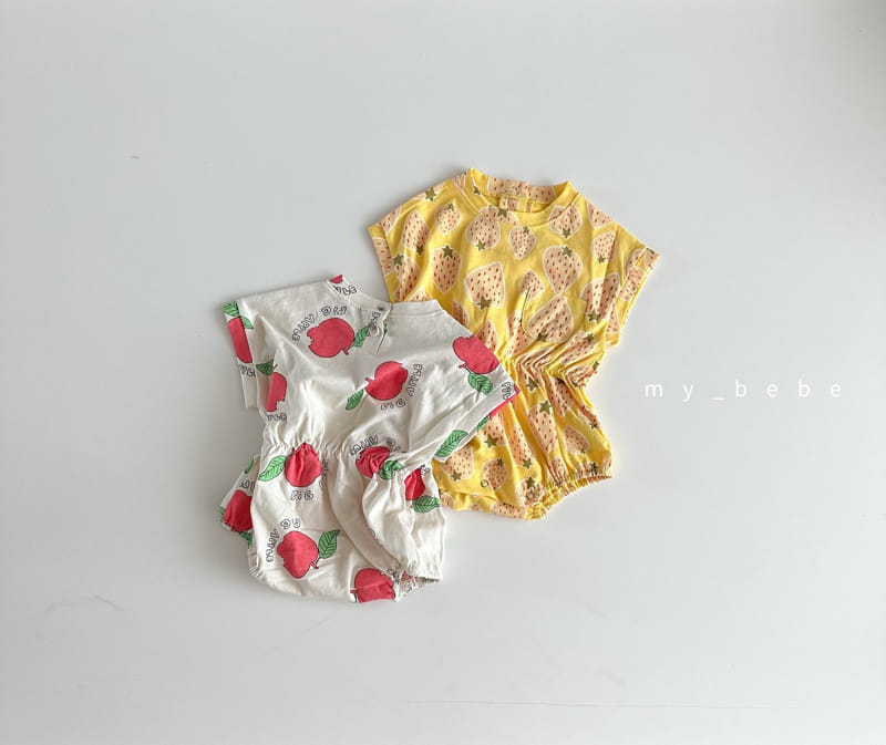 My Bebe - Korean Baby Fashion - #babyoutfit - Baby Fruit Banding Bodysuit - 2