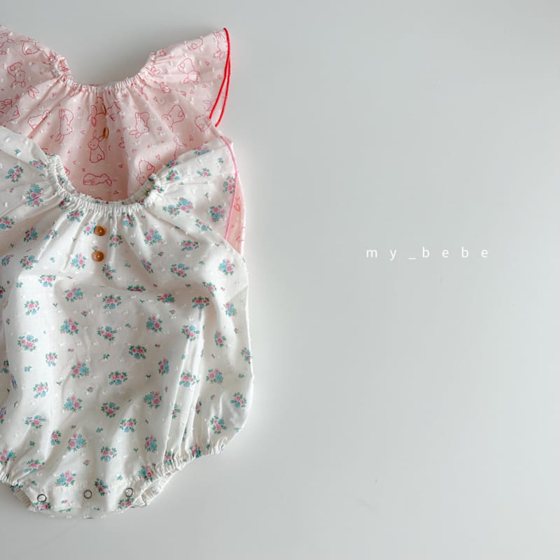 My Bebe - Korean Baby Fashion - #babyoutfit - Baby Snow Flower Terry Bodysuit