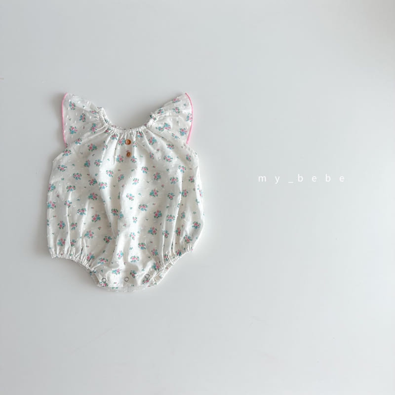 My Bebe - Korean Baby Fashion - #babyoutfit - Baby Snow Flower Terry Bodysuit - 2