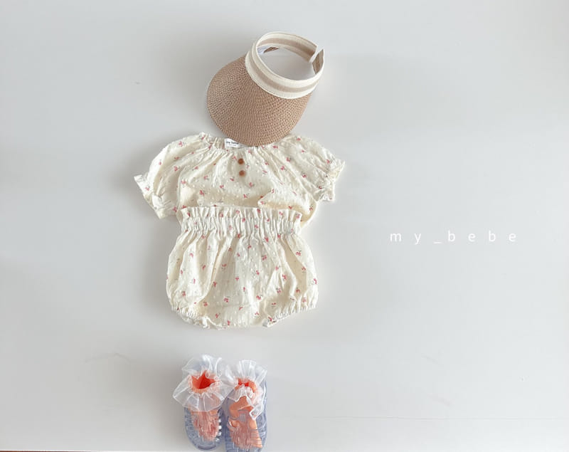 My Bebe - Korean Baby Fashion - #babyoutfit - Baby Snow Flower Bloomer Top Bottom Set - 12