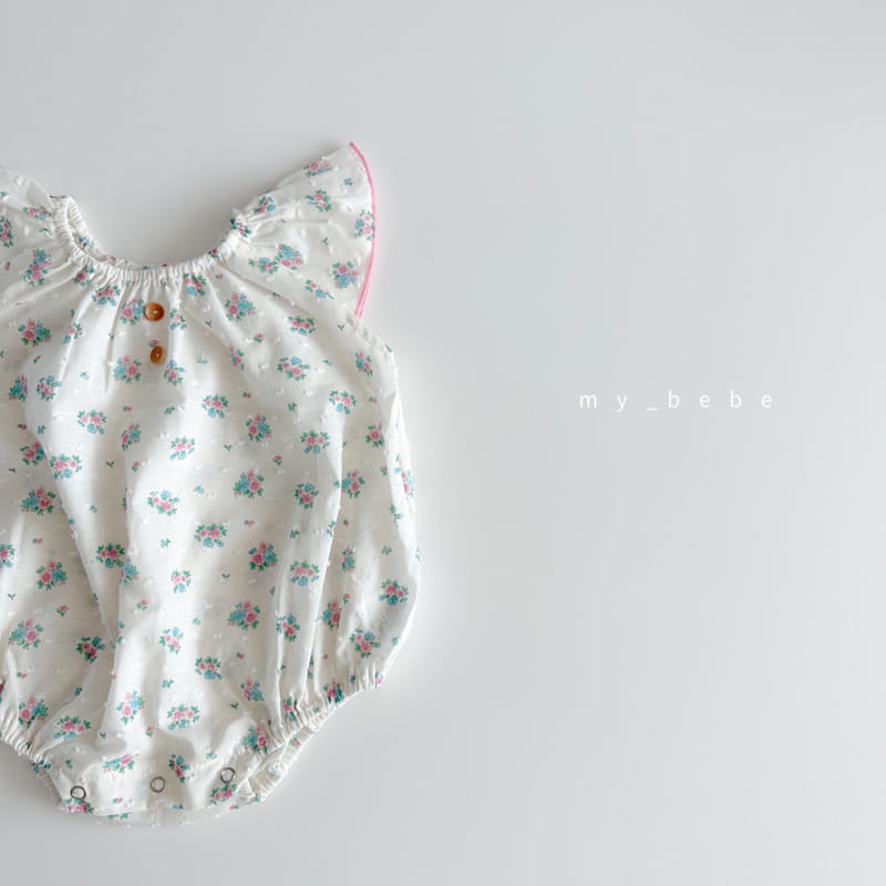 My Bebe - Korean Baby Fashion - #babywear - Baby Snow Flower Terry Bodysuit - 3