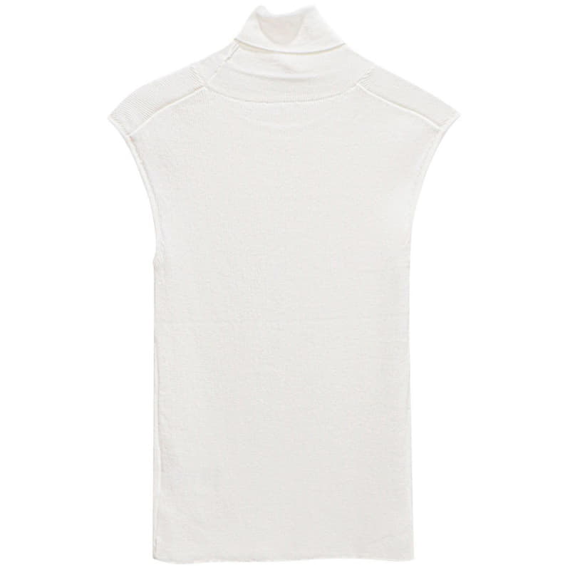 Paper Moon - Korean Women Fashion - #momslook - Turtleneck Ribbed Sleeveless Knit Top - 8