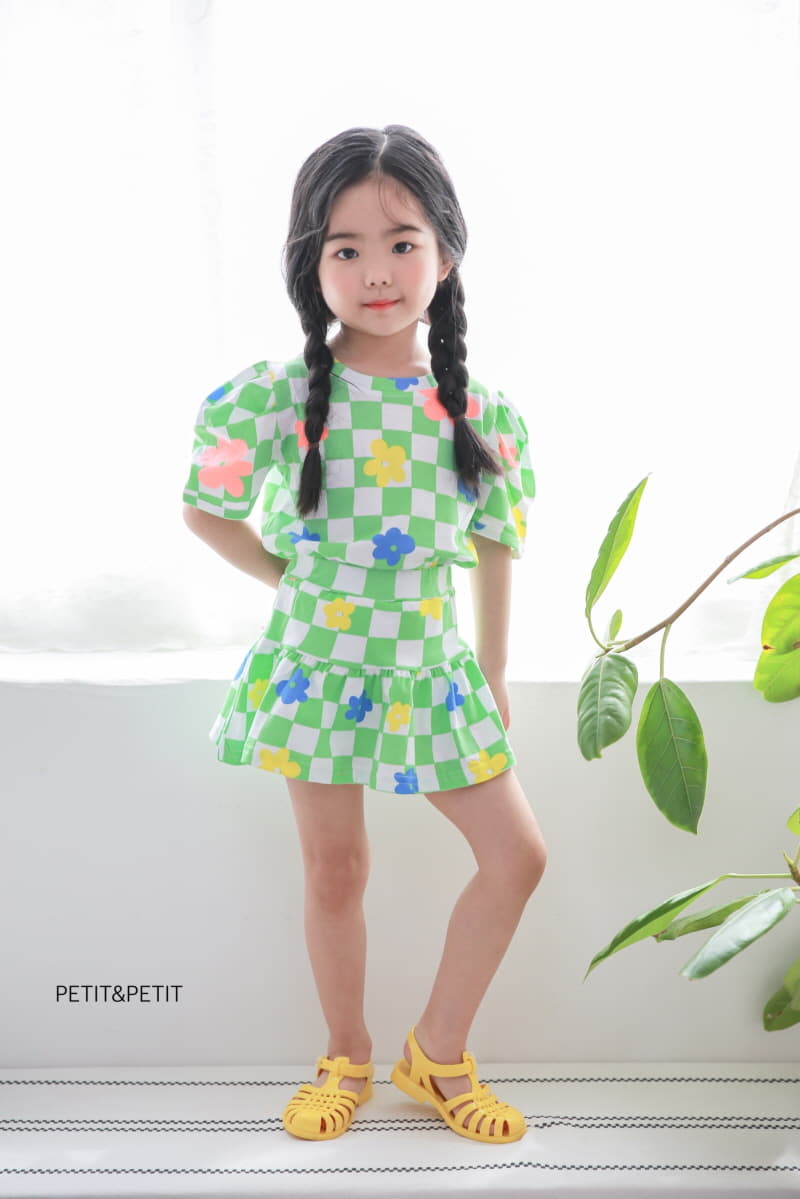 Petit & Petit - Korean Children Fashion - #childofig - Check Flower Top Bottom Set - 9