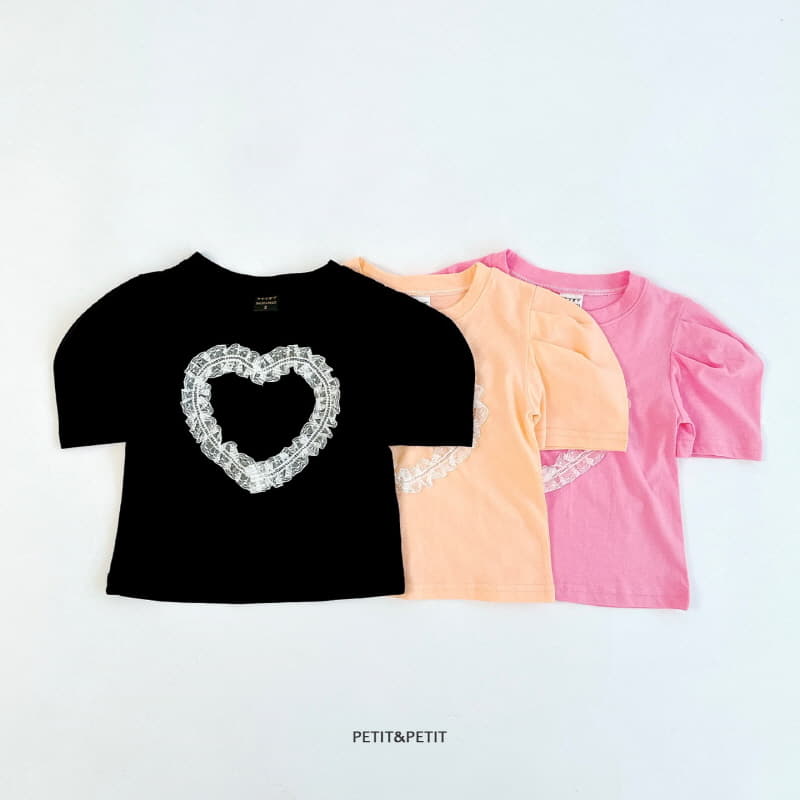 Petit & Petit - Korean Children Fashion - #kidsshorts - Heart Lace Tee - 9