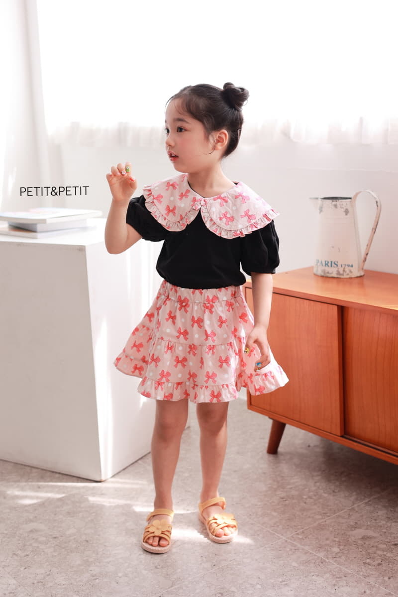 Petit & Petit - Korean Children Fashion - #kidsshorts - Ribbon Collar Tee - 9