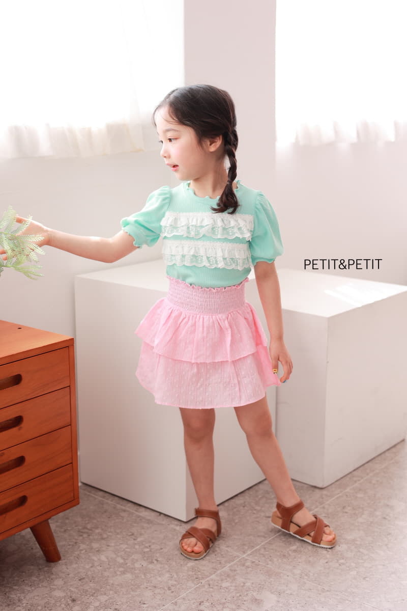 Petit & Petit - Korean Children Fashion - #kidsshorts - Cancan Lace Rib Tee - 4