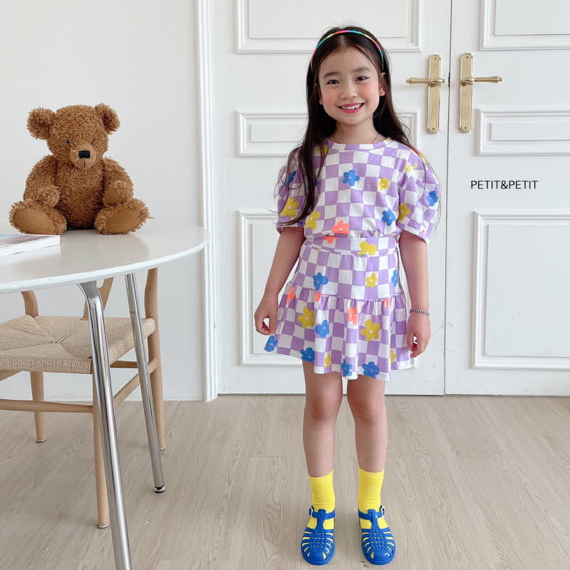 Petit & Petit - Korean Children Fashion - #littlefashionista - Check Flower Top Bottom Set - 5