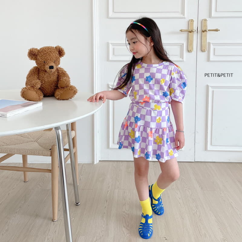 Petit & Petit - Korean Children Fashion - #magicofchildhood - Check Flower Top Bottom Set - 6