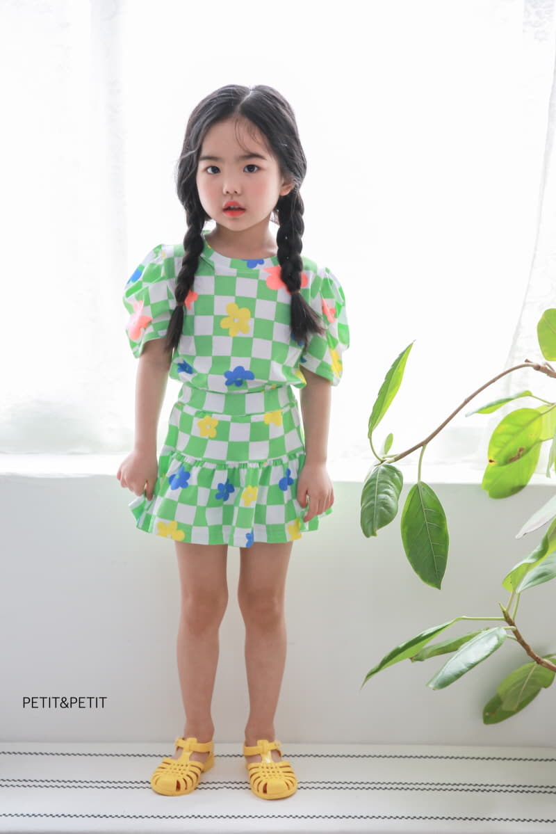 Petit & Petit - Korean Children Fashion - #minifashionista - Check Flower Top Bottom Set - 7