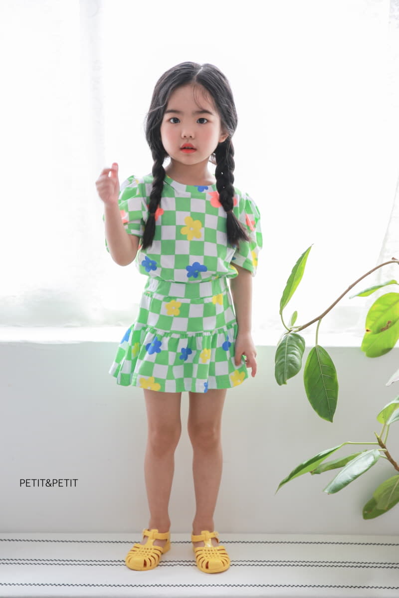 Petit & Petit - Korean Children Fashion - #prettylittlegirls - Check Flower Top Bottom Set - 8