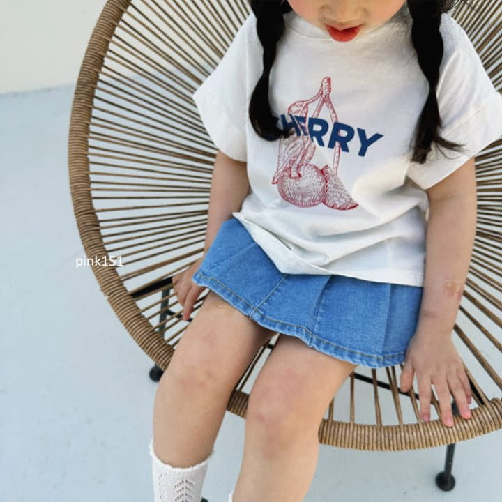 Pink151 - Korean Children Fashion - #todddlerfashion - Cherry Cap Sleeves Tee - 12