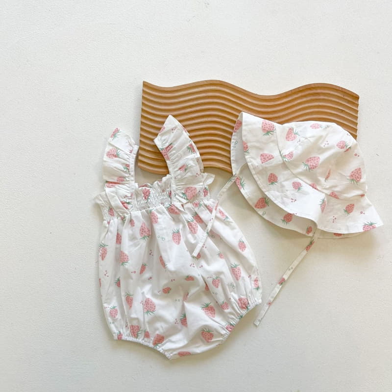 Reve Kid - Korean Baby Fashion - #babyboutiqueclothing - Frill Sleeveless Bodysuit Bucket Hat Set - 4