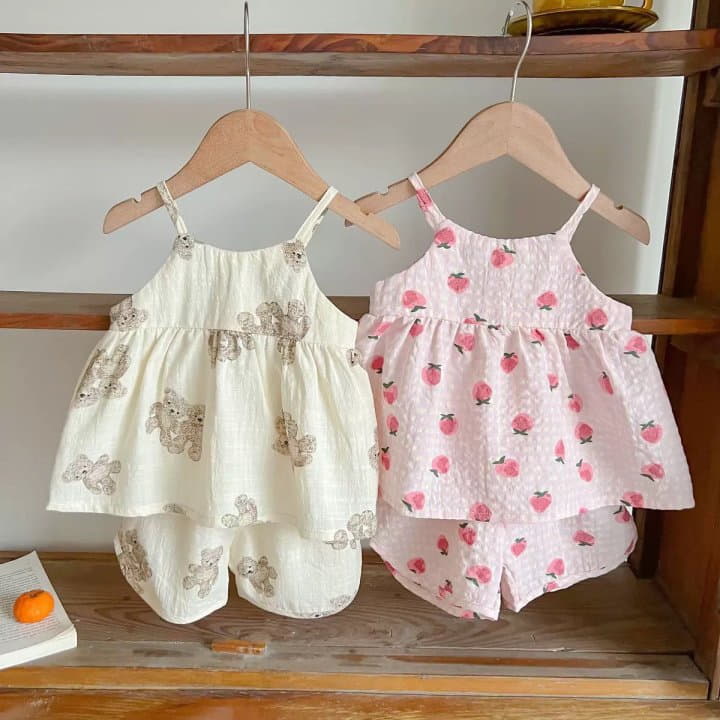 Reve Kid - Korean Baby Fashion - #babygirlfashion - Paint Sleeveless Top Bottom Set