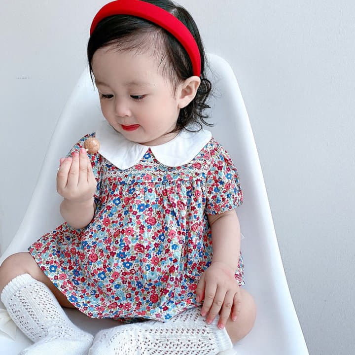 Reve Kid - Korean Baby Fashion - #babyoninstagram - Round Collar Paint Top Bottom Set - 2