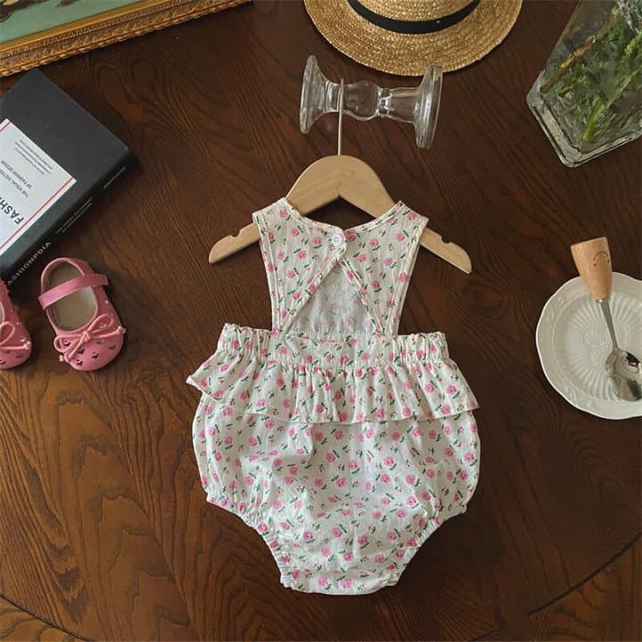 Reve Kid - Korean Baby Fashion - #babywear - Pink Small Flower Sleeveless Bodysuit - 4