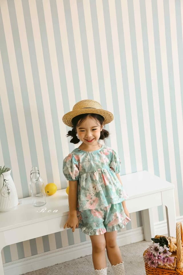 Roa - Korean Children Fashion - #kidsstore - Flower Top Bottom Set - 12