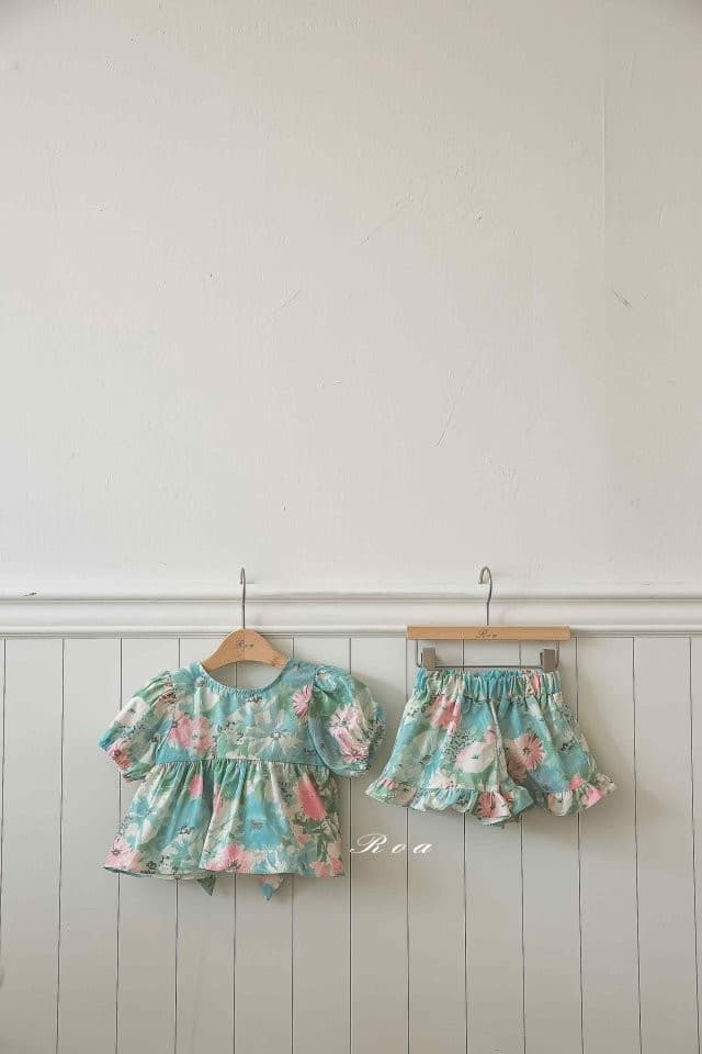 Roa - Korean Children Fashion - #minifashionista - Flower Top Bottom Set