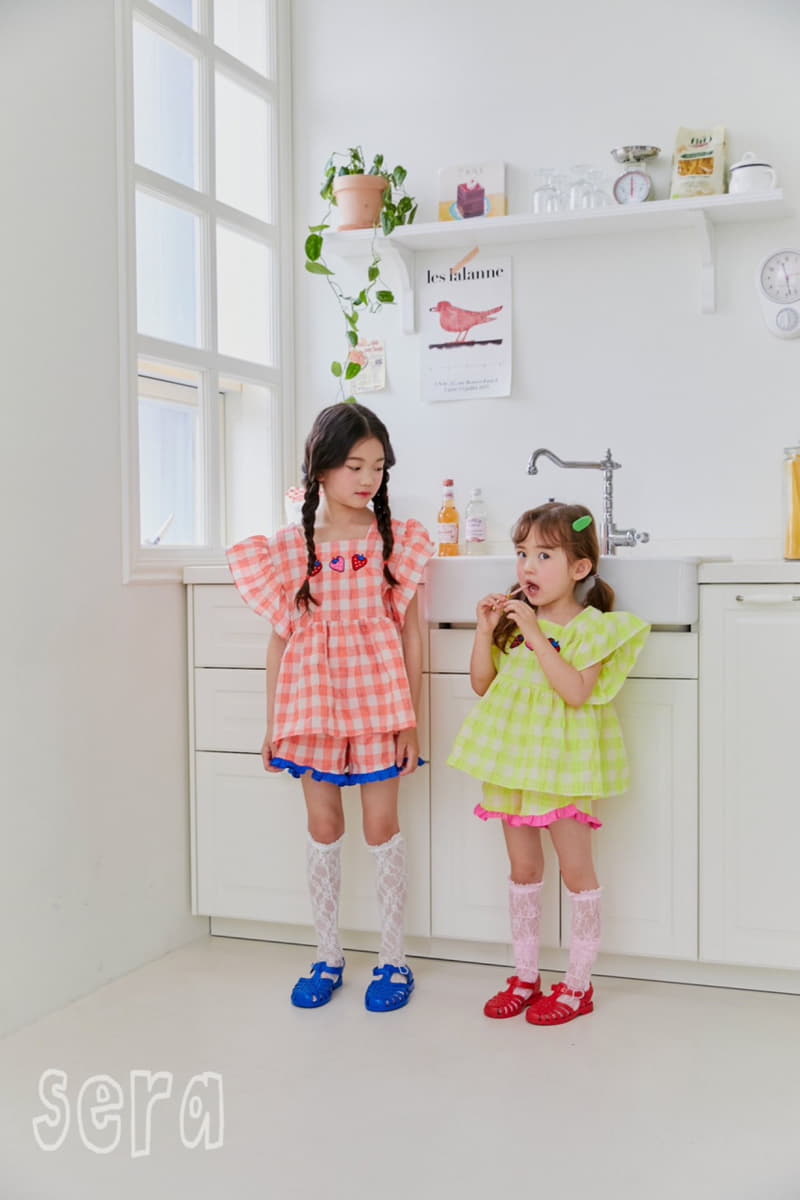 Sera - Korean Children Fashion - #childofig - Strawberry Check Blouse - 8