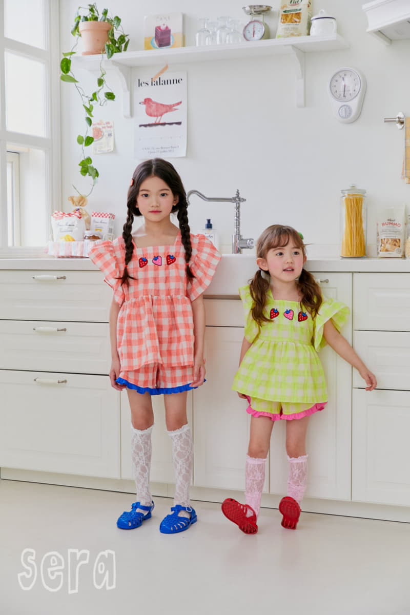 Sera - Korean Children Fashion - #childrensboutique - Strawberry Check Blouse - 9