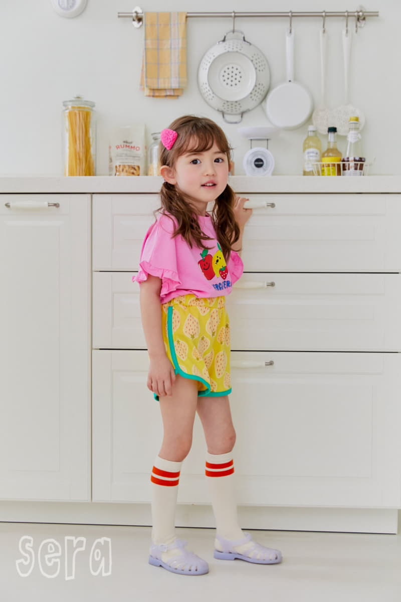 Sera - Korean Children Fashion - #stylishchildhood - Fruit Shorts Top Bottom Set - 8