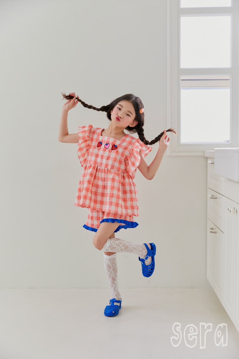 Sera - Korean Children Fashion - #stylishchildhood - Strawberry Check Blouse - 7