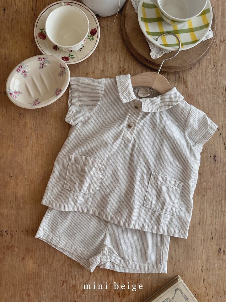 The Beige - Korean Baby Fashion - #babyclothing - Stripes Top Bottom Set - 3