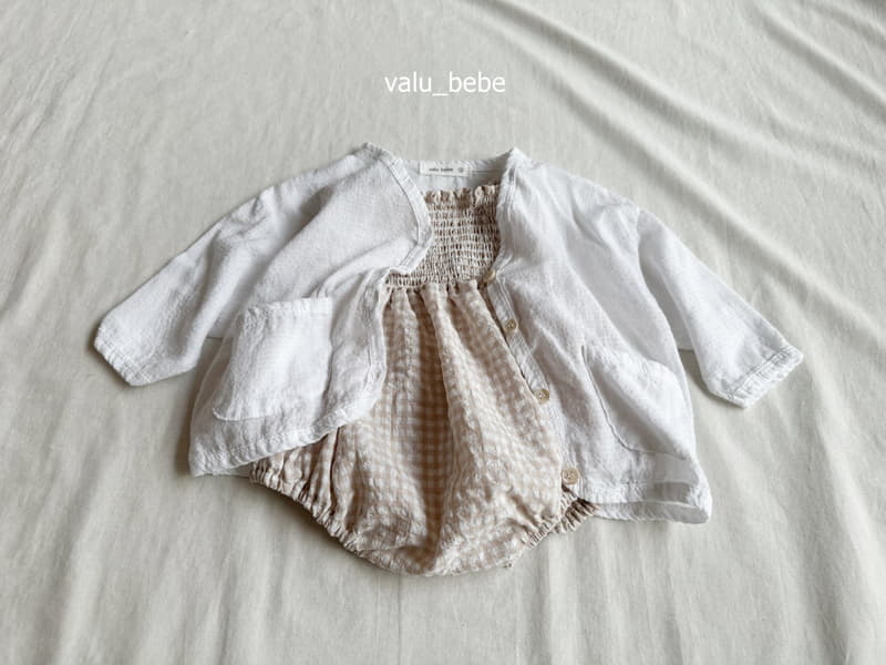 Valu Bebe - Korean Baby Fashion - #babyboutiqueclothing - Smocked Check Bodysuit - 6