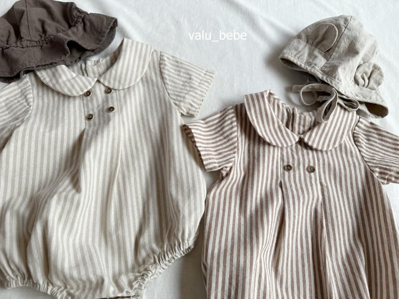 Valu Bebe - Korean Baby Fashion - #babyoninstagram - Mumu Stripes Linen Bodysuit - 7