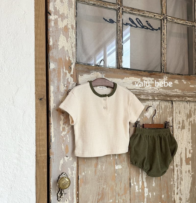 Valu Bebe - Korean Baby Fashion - #babyootd - Waffle Button Tee - 9