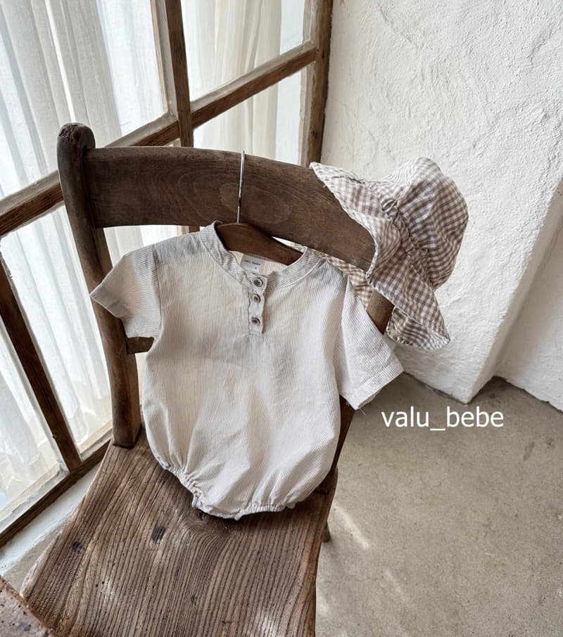 Valu Bebe - Korean Baby Fashion - #babyootd - Henry Neck Stripes Bodysuit