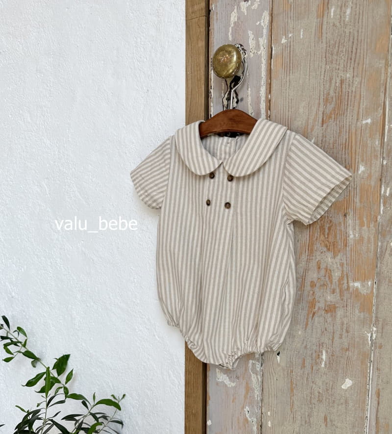 Valu Bebe - Korean Baby Fashion - #babyoutfit - Mumu Stripes Linen Bodysuit - 9