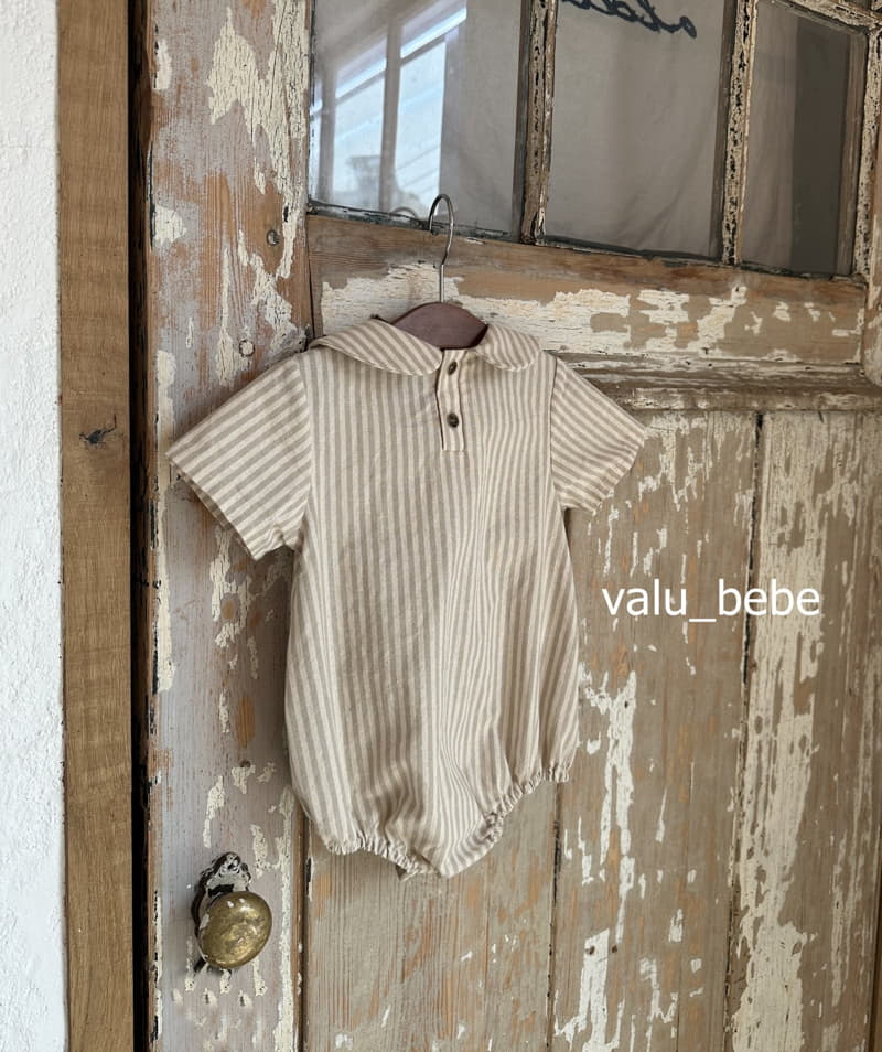 Valu Bebe - Korean Baby Fashion - #onlinebabyboutique - Mumu Stripes Linen Bodysuit - 12