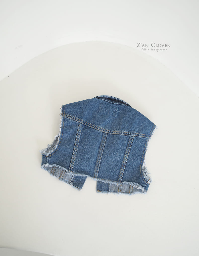 Zan Clover - Korean Children Fashion - #littlefashionista - Crop Denim Vest - 2