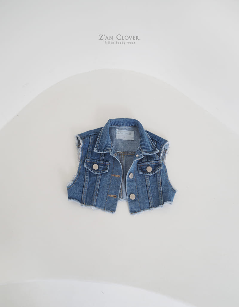 Zan Clover - Korean Children Fashion - #magicofchildhood - Crop Denim Vest - 3