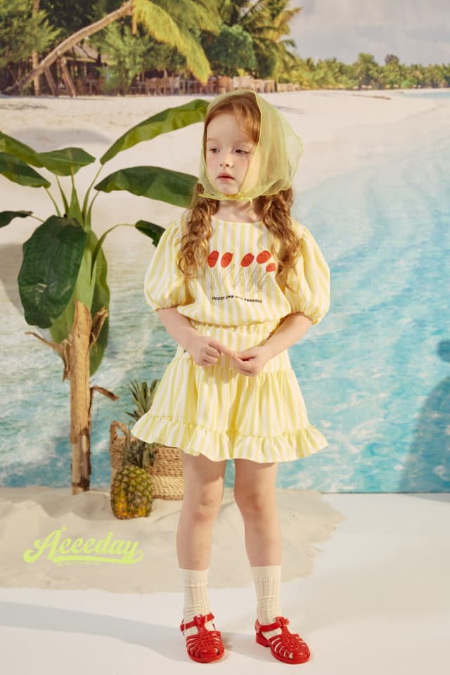 Aeeeday - Korean Children Fashion - #minifashionista - Tulip Stripes Top Bottom Set - 7