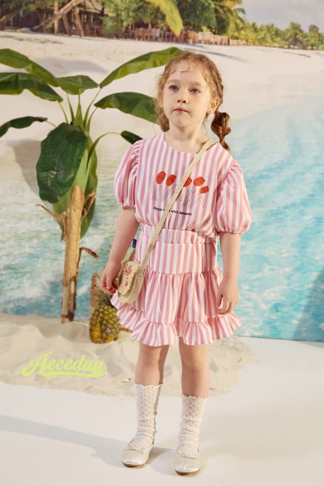 Aeeeday - Korean Children Fashion - #stylishchildhood - Tulip Stripes Top Bottom Set - 11