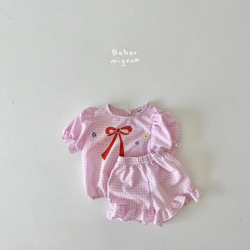 Babar Mignon - Korean Children Fashion - #childrensboutique - Ribbon Top Bottom Set - 4