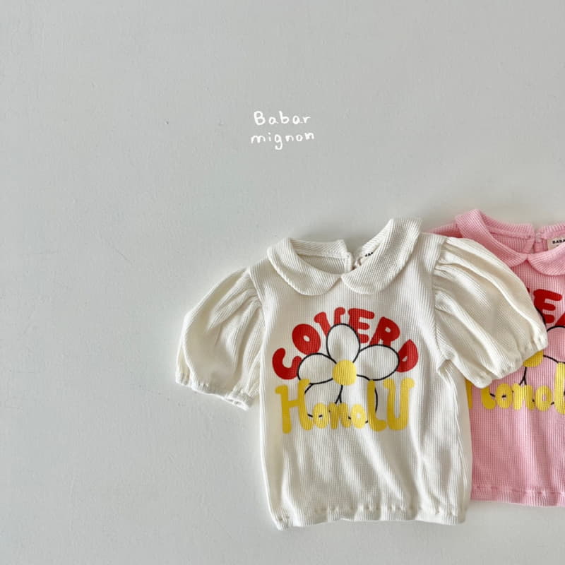 Babar Mignon - Korean Children Fashion - #kidsshorts - Waffle Collar Tee - 9