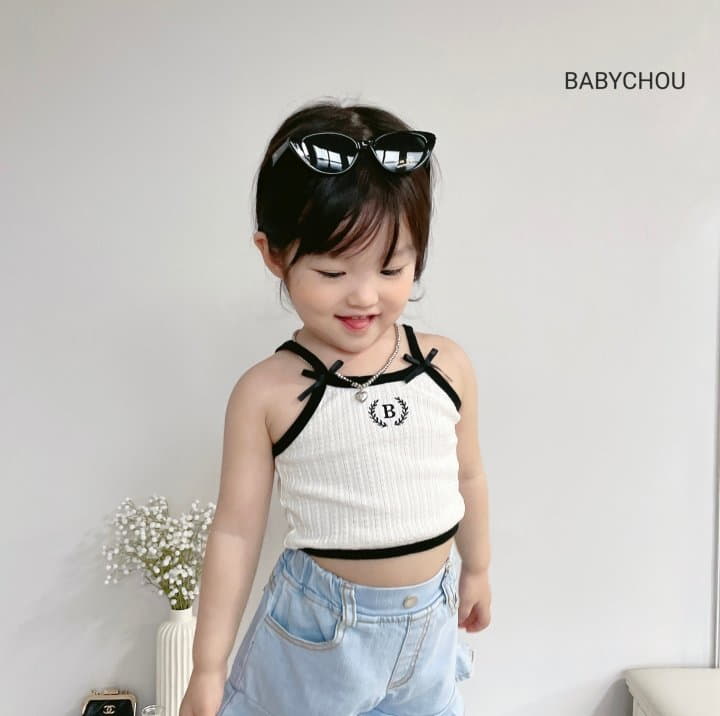 Babychou - Korean Children Fashion - #kidsshorts - Ribbon Sleeveless - 7