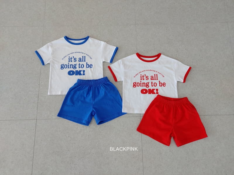 Black Pink - Korean Children Fashion - #childofig - Okay Top Bottom Set - 2