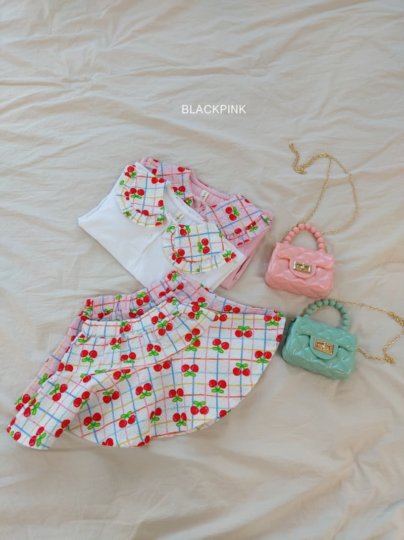 Black Pink - Korean Children Fashion - #designkidswear - Lora Cherry Top Bottom Set - 9