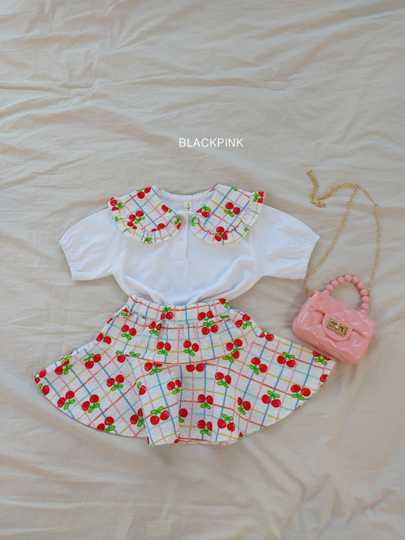 Black Pink - Korean Children Fashion - #minifashionista - Lora Cherry Top Bottom Set - 2