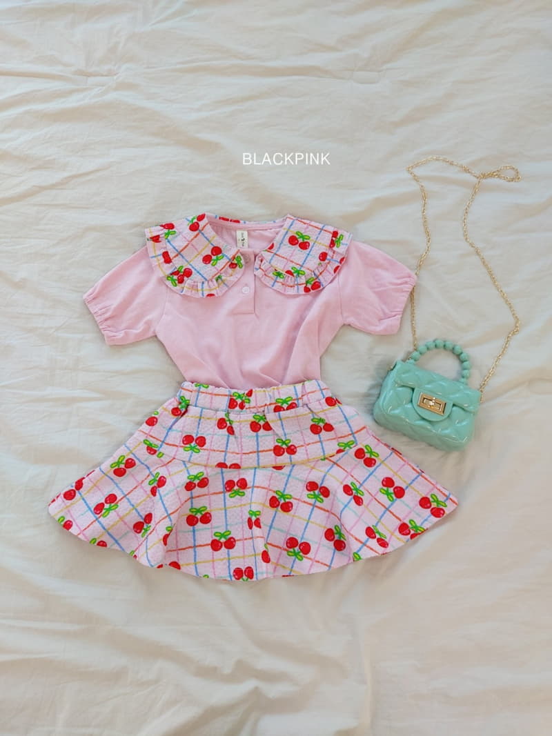 Black Pink - Korean Children Fashion - #prettylittlegirls - Lora Cherry Top Bottom Set - 3