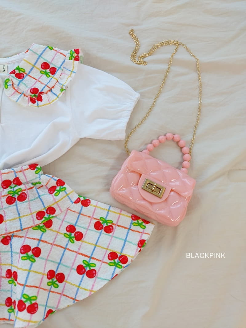 Black Pink - Korean Children Fashion - #toddlerclothing - Lora Cherry Top Bottom Set - 5