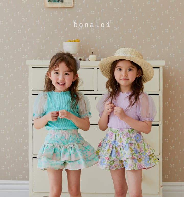 Bonaloi - Korean Children Fashion - #Kfashion4kids - Ribbon Mesh Tee