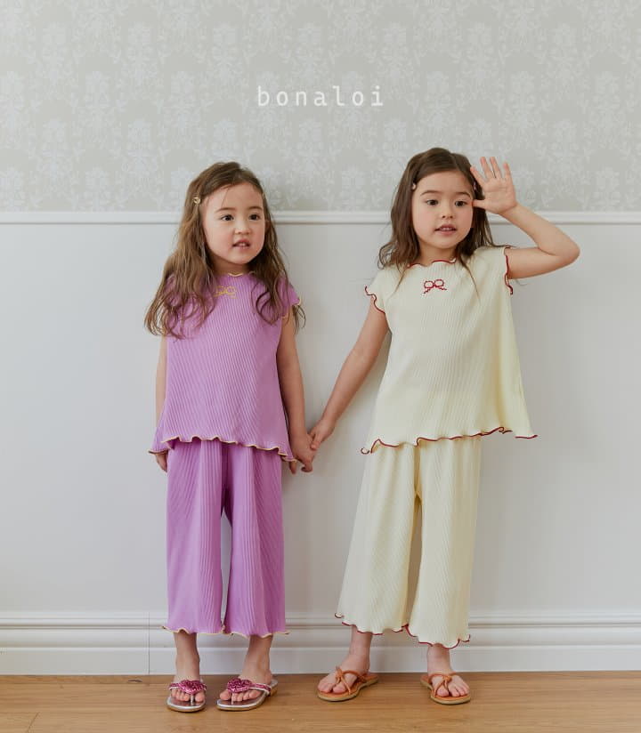 Bonaloi - Korean Children Fashion - #stylishchildhood - Wafer Top Bottom Set - 4