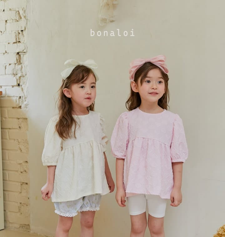 Bonaloi - Korean Children Fashion - #childofig - Heart Jacquard Blouse