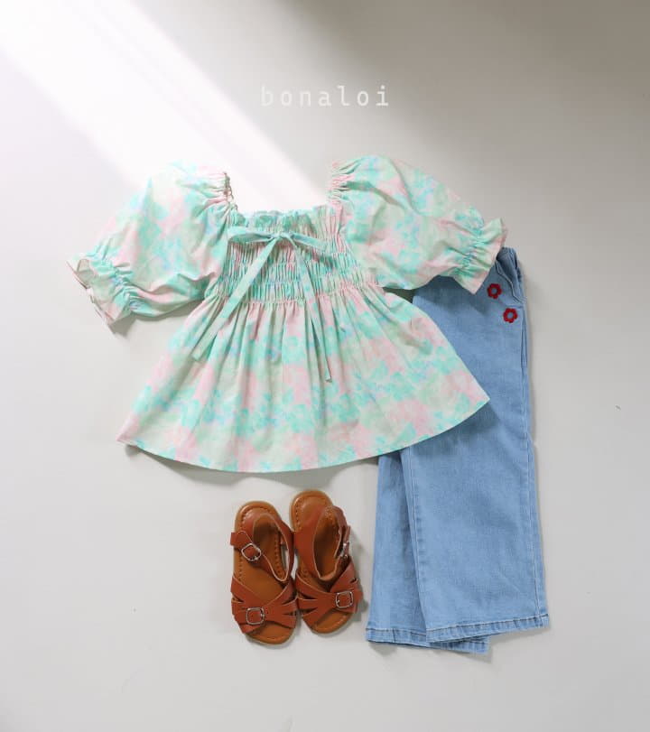 Bonaloi - Korean Children Fashion - #childofig - Flower Straight Jeans - 11