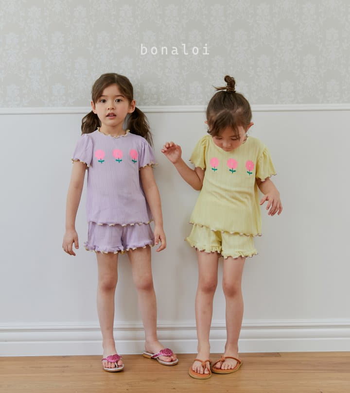 Bonaloi - Korean Children Fashion - #childofig - Volume Rib Top Bottom Set - 2